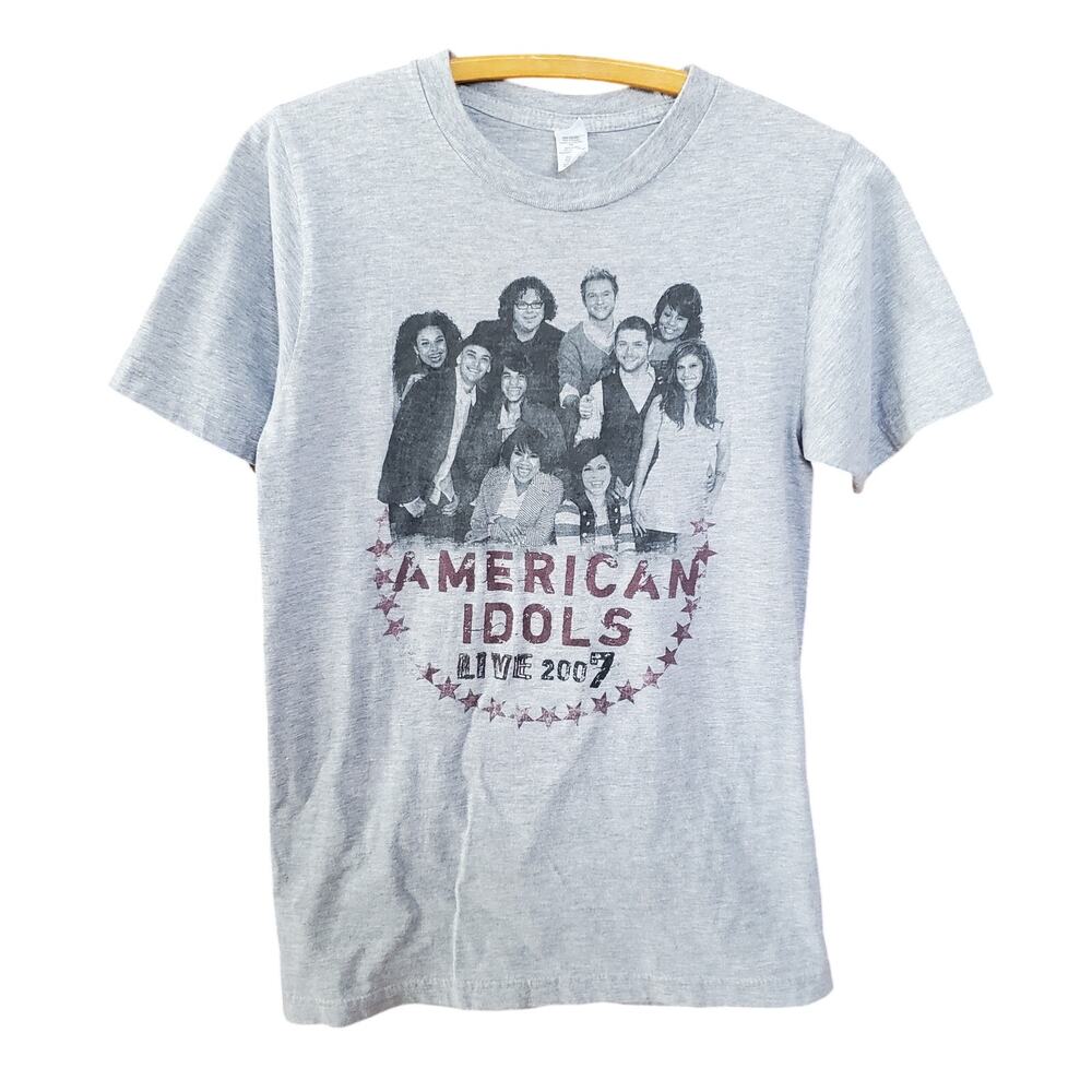 🔥 American Idols Live 2007 Grey T-Shirt Y2K Reality TV Jordin Sparks Season S